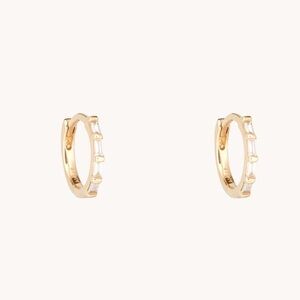 Catbird Diamond Baguette Gold Hoops